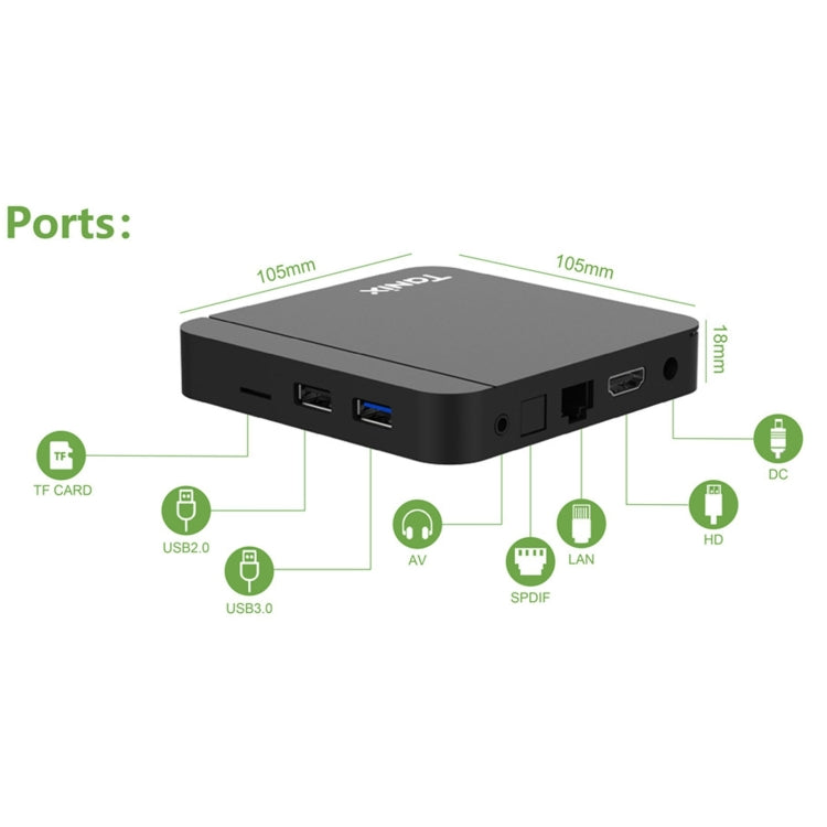 Tanix W2 Amlogic S905 Quad Core Smart TV Set Top Box, RAM:2G+16G(US Plug)
