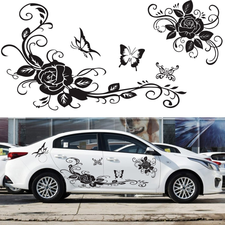 2 PCS/Set D-72 Butterfly Love Flower Pattern Car Modified Decorative Sticker(Red)