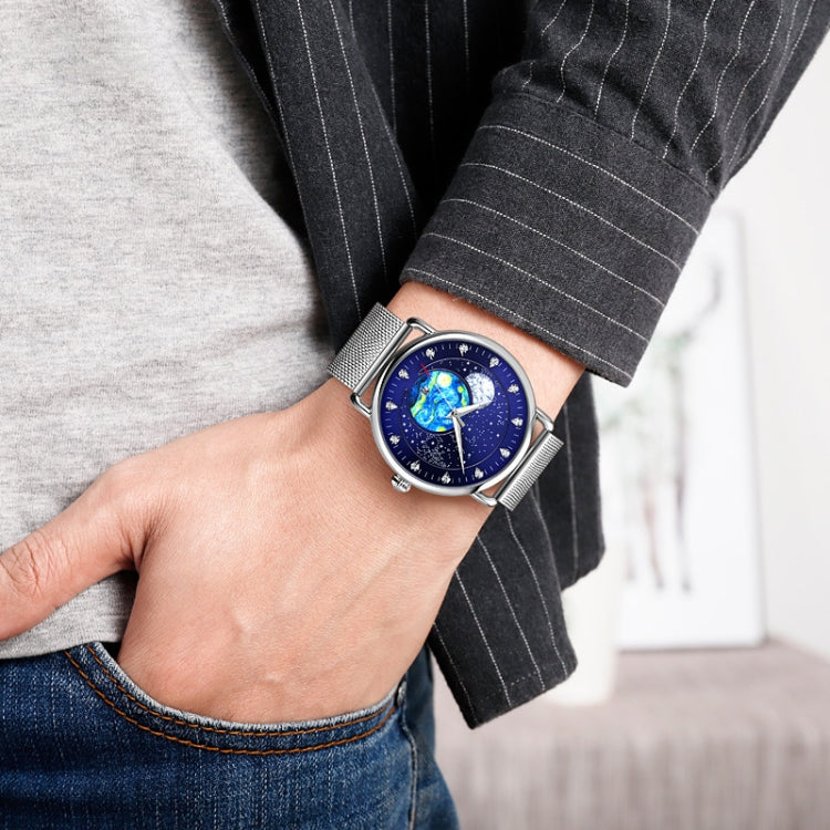 SKMEI 9283 Stainless Steel Buckle Glass Mirror Waterproof Quartz Watch, Shape:Leather Belt(Blue) - free shipping - PMC TechLife - Order now!