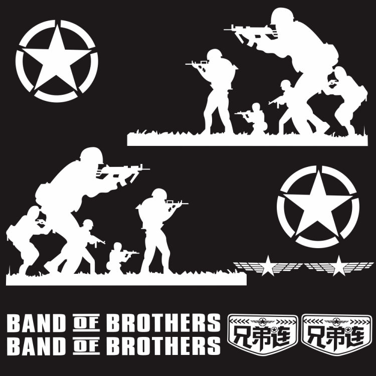 2 PCS/Set D-135 Band of Brothers Pattern Car Modified Decorative Sticker(White)
