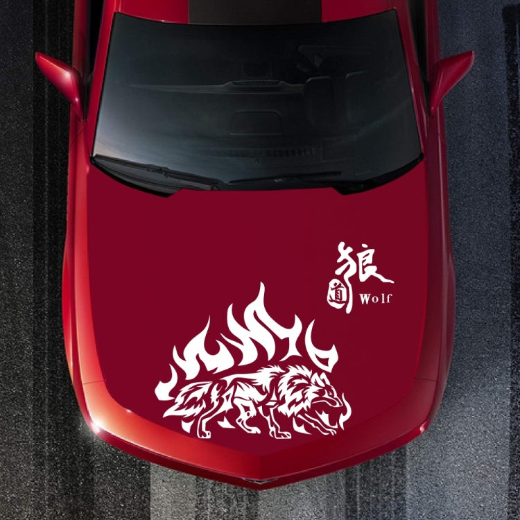 2 PCS/Set D-180 Wolf Totem Pattern Car Modified Decorative Sticker(White)