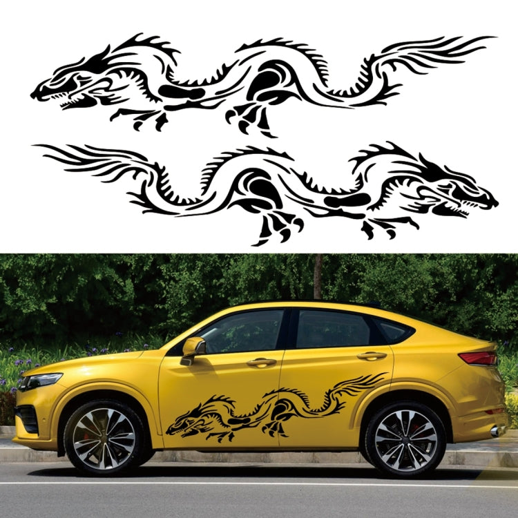 2 PCS/Set D-418 Dragon Totem Tribe Pattern Car Modified Decorative Sticker(Black)