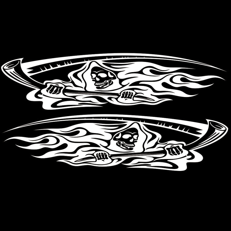 2 PCS/Set D-435 Grim Reaper Pattern Car Modified Decorative Sticker(White)