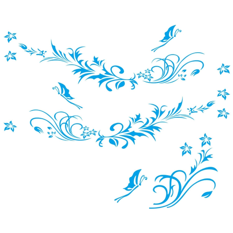 D-462 Butterfly Loves Flowers Pattern Car Modified Decorative Sticker(Blue)