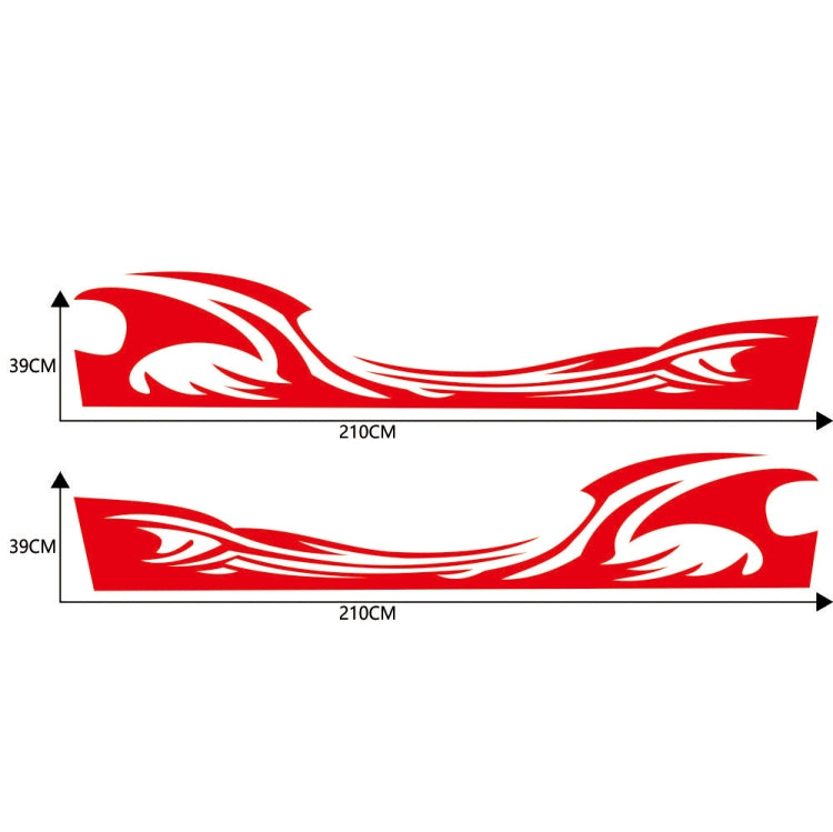 2 PCS/Set D-467 Waves Pattern Car Modified Decorative Sticker(Red)