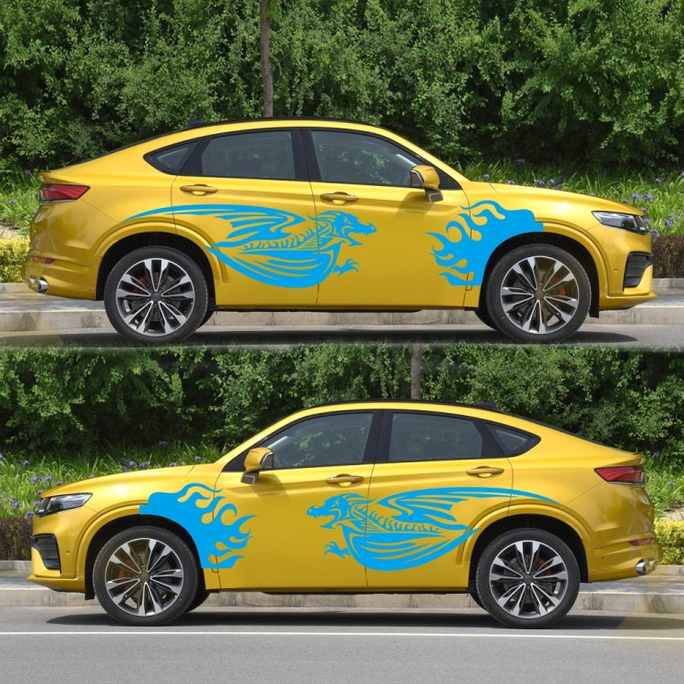 2 PCS/Set D-489 Fire-breathing Dragon Pattern Car Modified Decorative Sticker(Blue)
