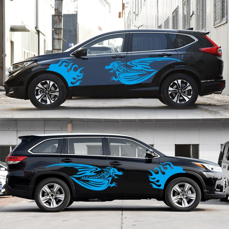 2 PCS/Set D-489 Fire-breathing Dragon Pattern Car Modified Decorative Sticker(Blue)