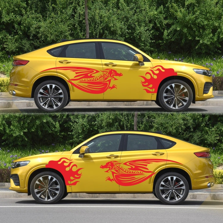 2 PCS/Set D-489 Fire-breathing Dragon Pattern Car Modified Decorative Sticker(Red)