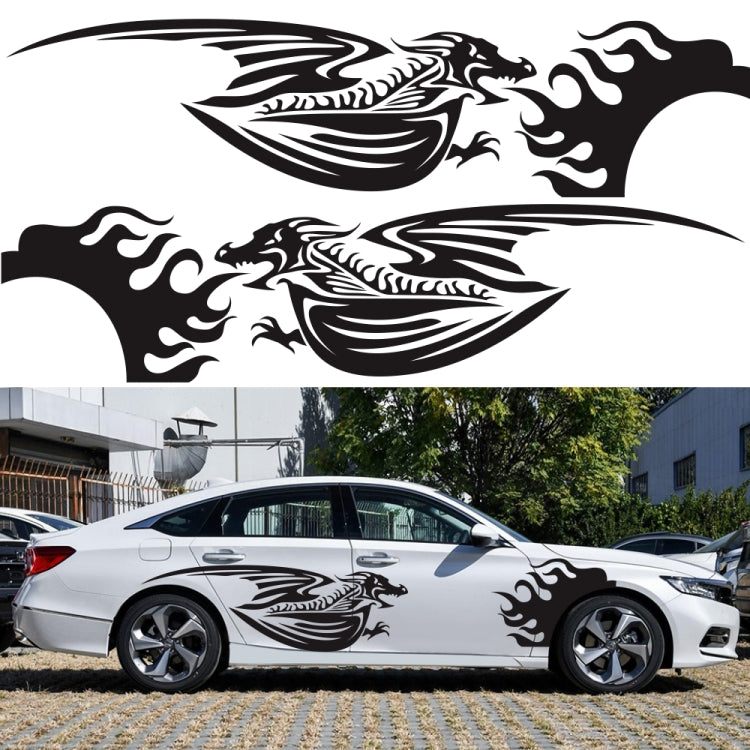 2 PCS/Set D-489 Fire-breathing Dragon Pattern Car Modified Decorative Sticker(Red)