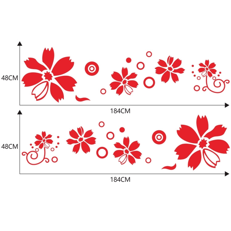 2 PCS/Set D-510 Flowers Pattern Car Modified Decorative Sticker(Red)
