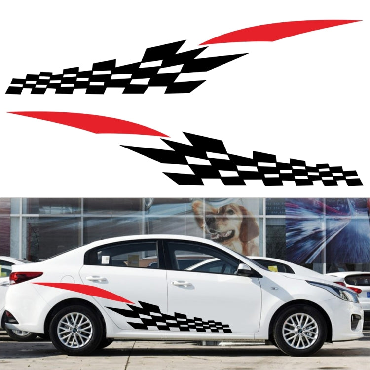 2 PCS/Set D-538 Checkered Totem Pattern Car Modified Decorative Sticker(Grey+Red)