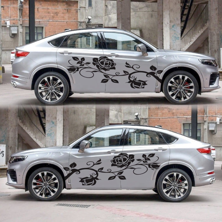 2 PCS/Set D-545 Rose Pattern Car Modified Decorative Sticker(Black)