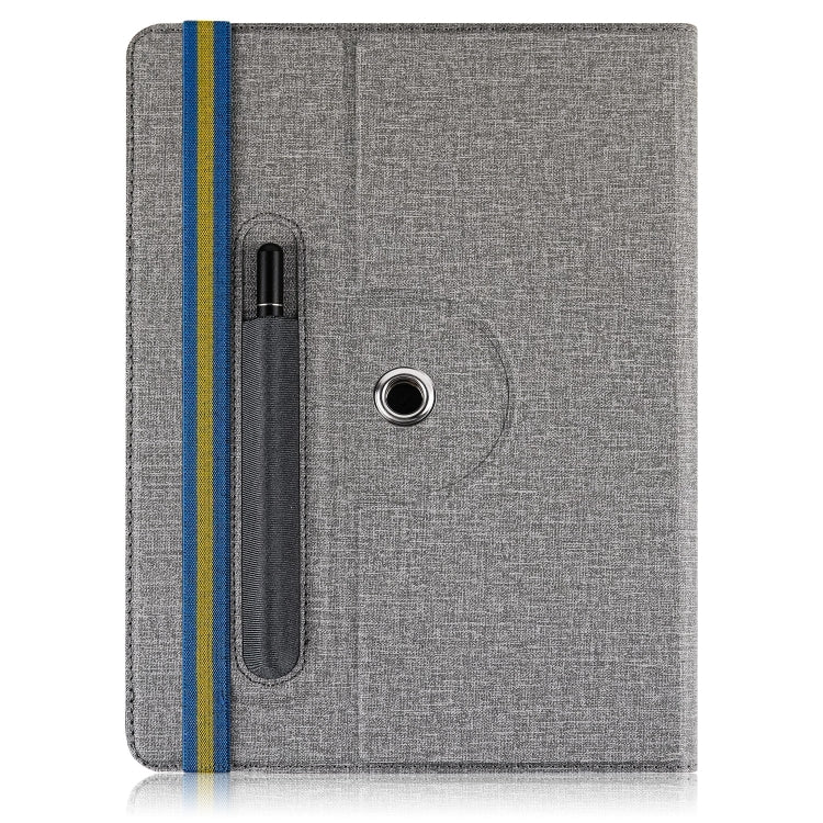 For 10 inch Cloth Texture 360 Rotation Horizontal Flip Universal Tablet PC Leather Case with Pen Slot(Grey)