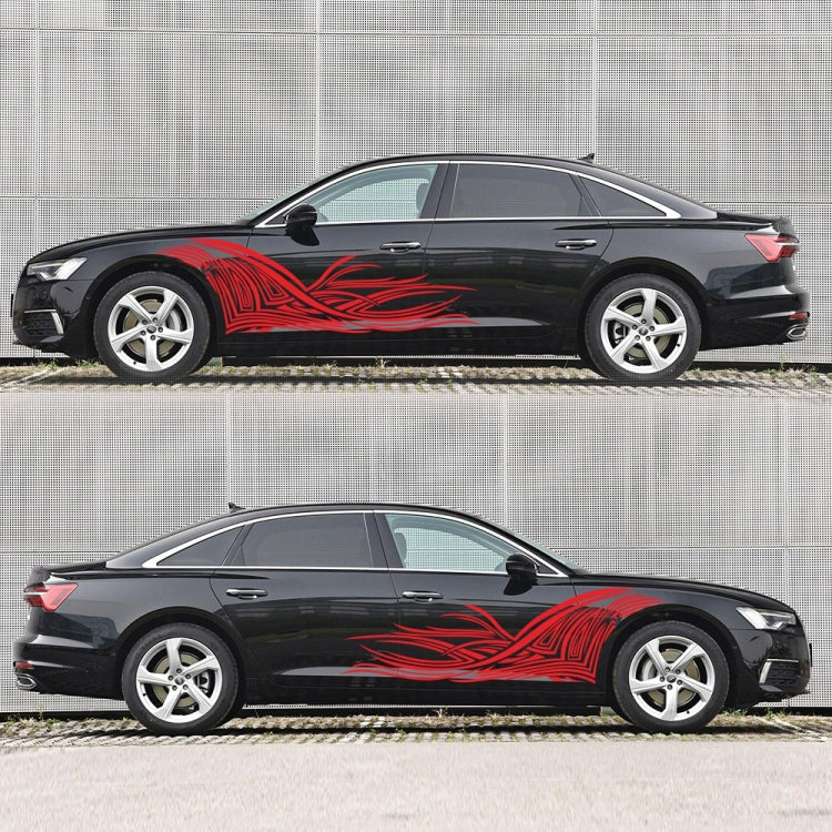 2 PCS/Set D-752 Lines Pattern Car Modified Decorative Sticker(Red)