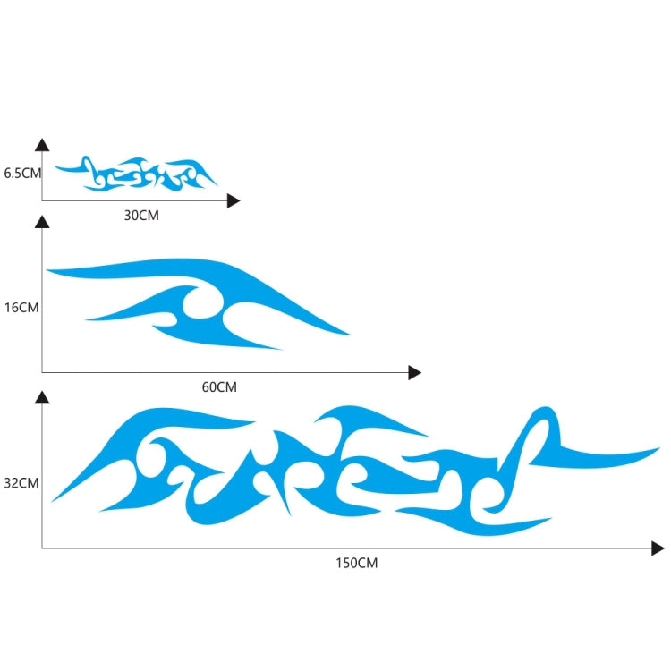 2 PCS/Set D-925 Flame Pattern Car Modified Decorative Sticker(Blue)