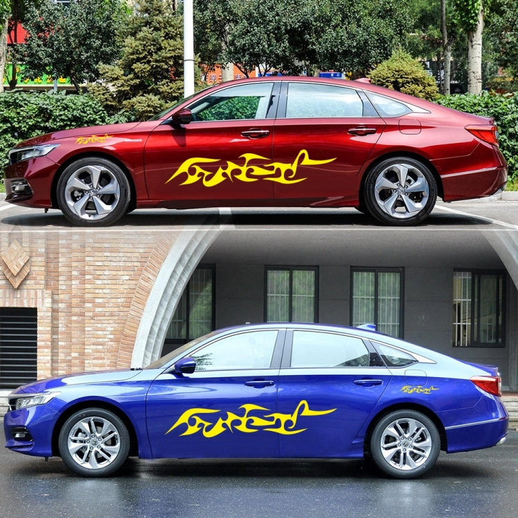 2 PCS/Set D-925 Flame Pattern Car Modified Decorative Sticker(Yellow)