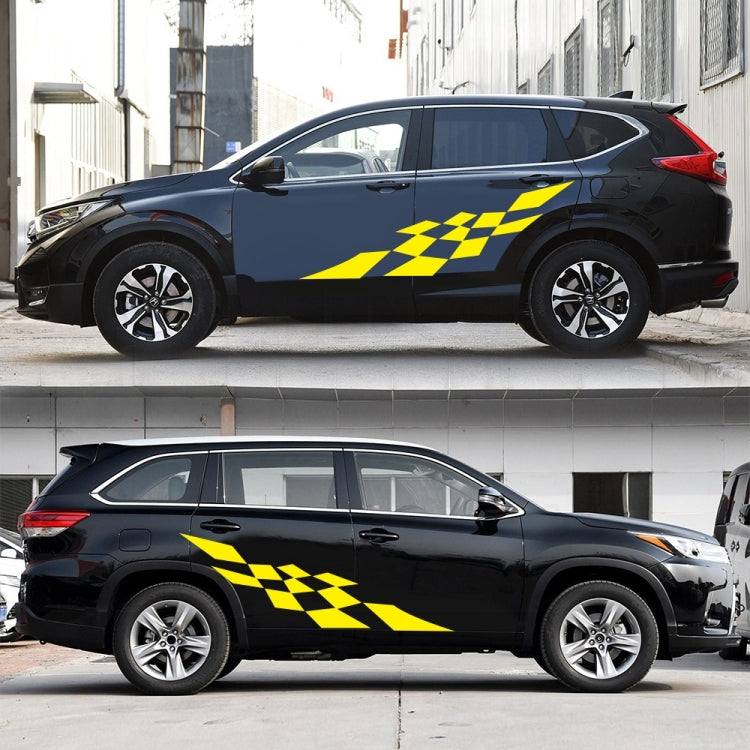 2 PCS/Set D-943 Checkered Flag Pattern Car Modified Decorative Sticker(Yellow) - Decorative Sticker by PMC TechLife | Online Shopping South Africa | PMC TechLife | Buy Now Pay Later Mobicred