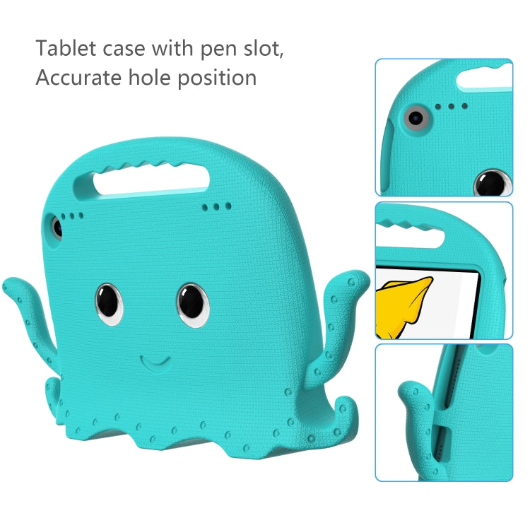 For Amazon Kindle Fire HD 8 / HD 8 Plus Octopus EVA Shockproof Tablet Case with Screen Film & Shoulder Strap(Glacier Green)