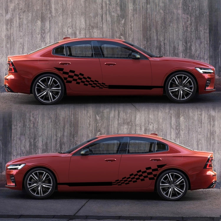 2 PCS/Set D-944 Striped Plaid Pattern Car Modified Decorative Sticker(Black)