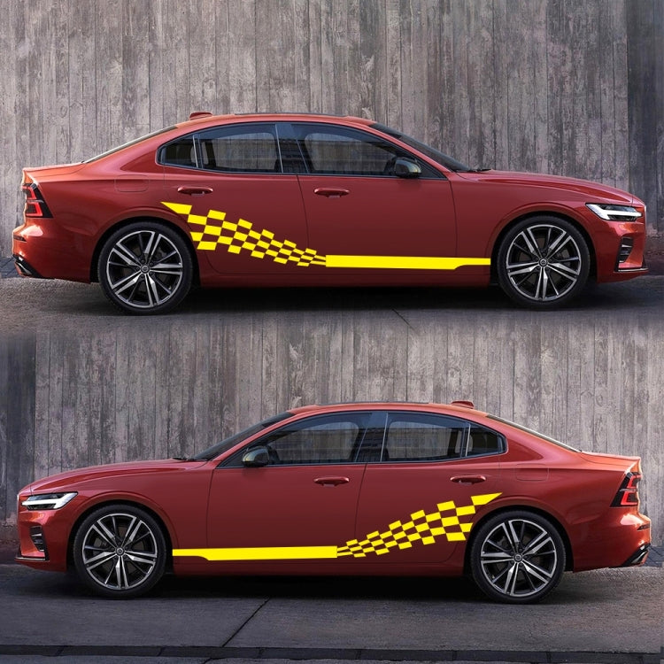 2 PCS/Set D-944 Striped Plaid Pattern Car Modified Decorative Sticker(Yellow)
