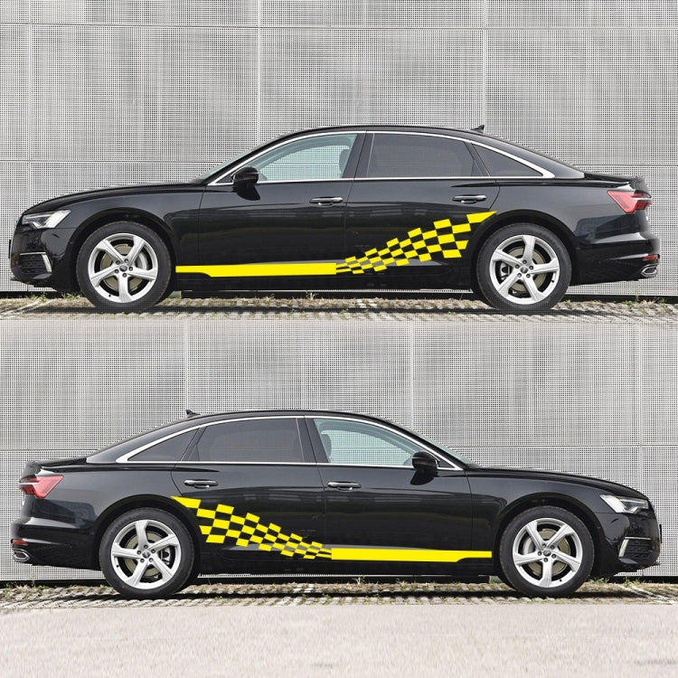 2 PCS/Set D-944 Striped Plaid Pattern Car Modified Decorative Sticker(Yellow)