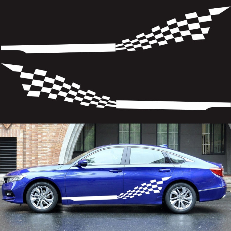 2 PCS/Set D-944 Striped Plaid Pattern Car Modified Decorative Sticker(White)