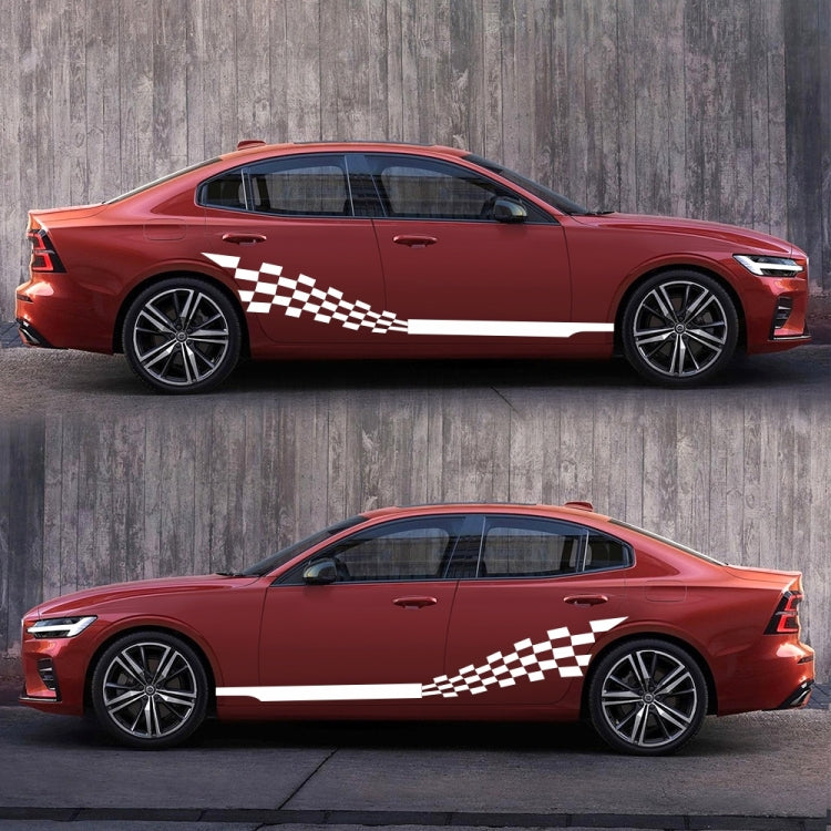 2 PCS/Set D-944 Striped Plaid Pattern Car Modified Decorative Sticker(White)