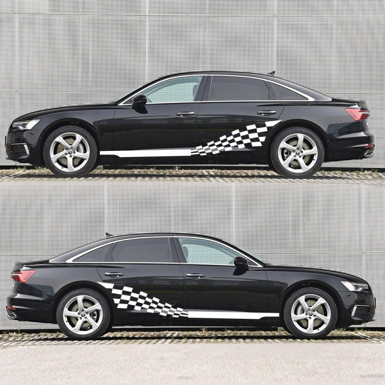 2 PCS/Set D-944 Striped Plaid Pattern Car Modified Decorative Sticker(White)