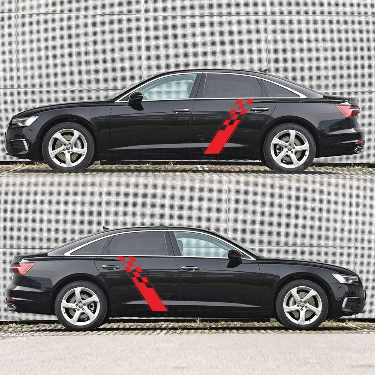 2 PCS/Set D-962 Checkered Flag Pattern Car Modified Decorative Sticker(Red)