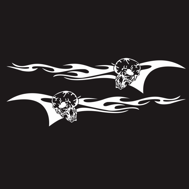 2 PCS/Set D-964 Skull Flame Pattern Car Modified Decorative Sticker(White)