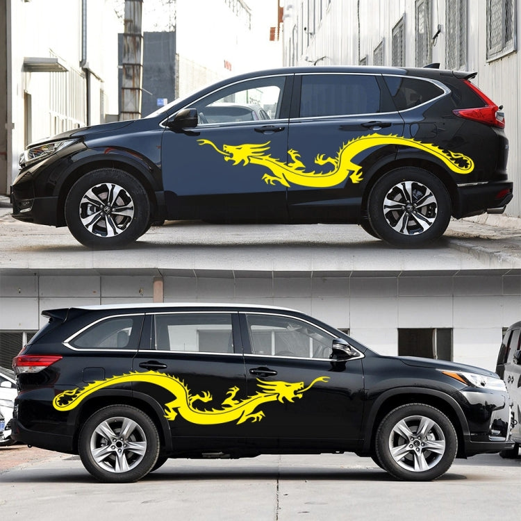 2 PCS/Set D-965 Dragon Pattern Car Modified Decorative Sticker(Yellow)