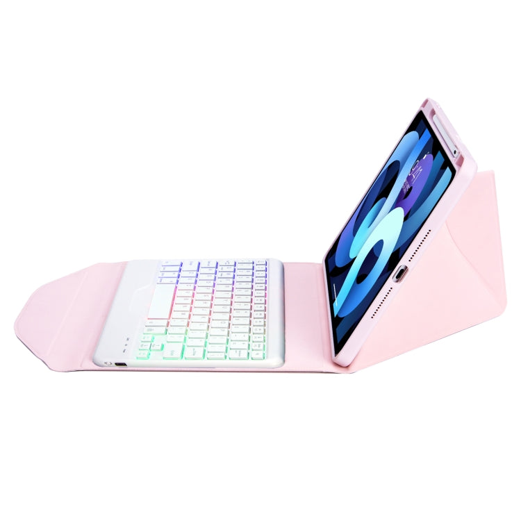 Z098BS Pen Slot Backlight Bluetooth Keyboard Leather Tablet Case For iPad Air 10.9 2022/2020(Pink)