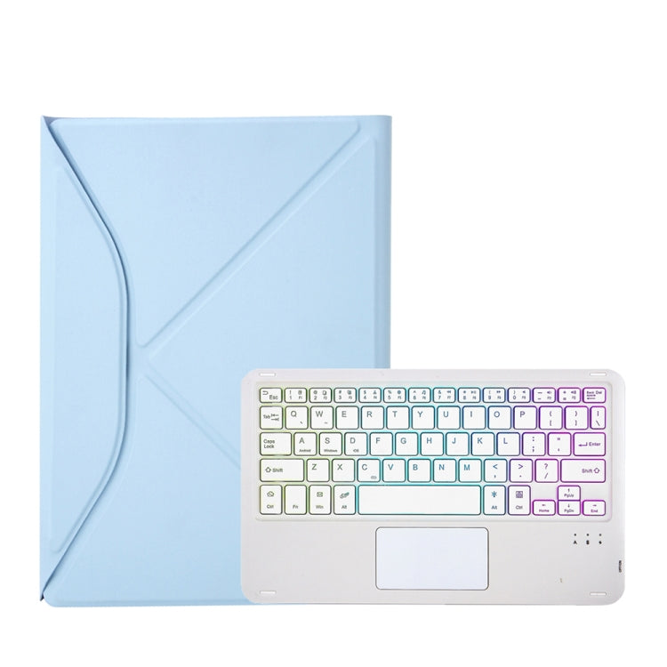 Z098B-AS Pen Slot Touchpad Backlight Bluetooth Keyboard Leather Tablet Case For iPad Air 10.9 2022/2020(Sky Blue)