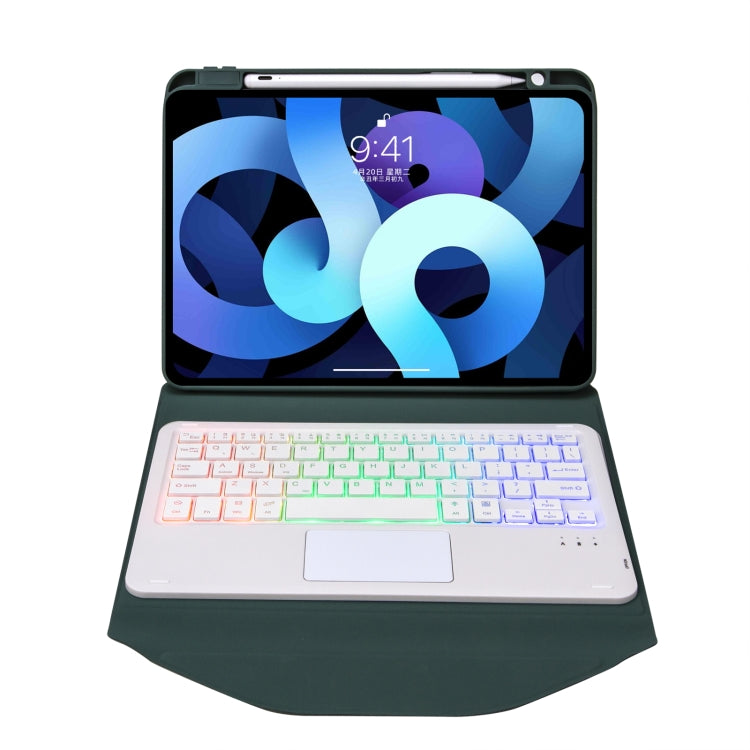 Z102B-AS Pen Slot Touchpad Backlight Bluetooth Keyboard Leather Tablet Case For iPad 10.2 2021/2020/2019(Green)