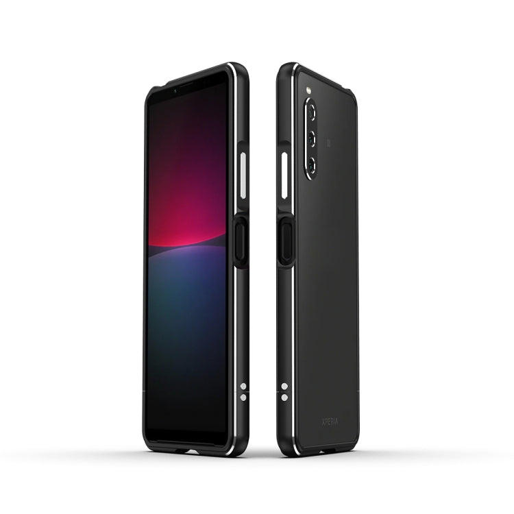 For Sony Xperia 10 ��� Aurora Series Lens Protector + Metal Frame Protective Phone Case(Black+Silver)