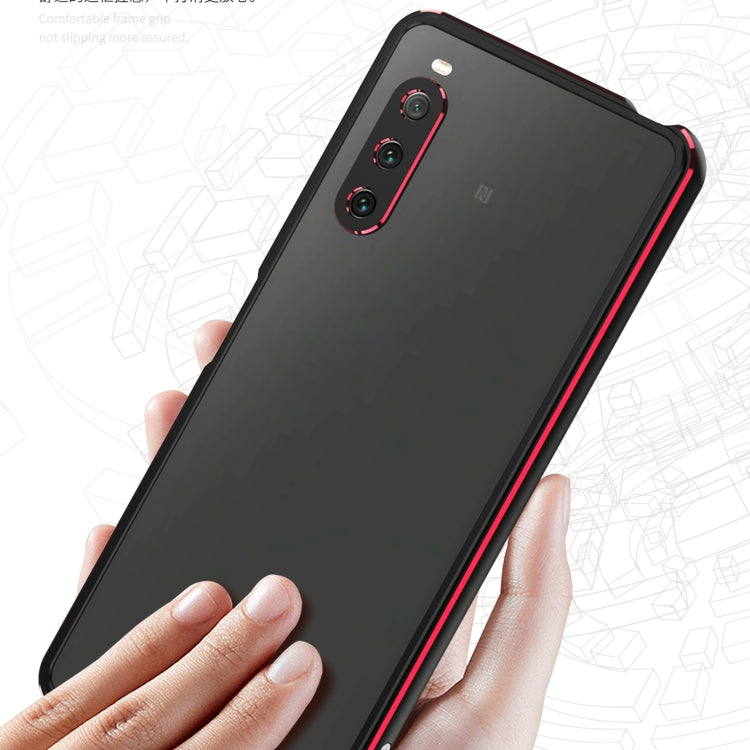 For Sony Xperia 10 ��� Aurora Series Lens Protector + Metal Frame Protective Phone Case(Black+Silver)