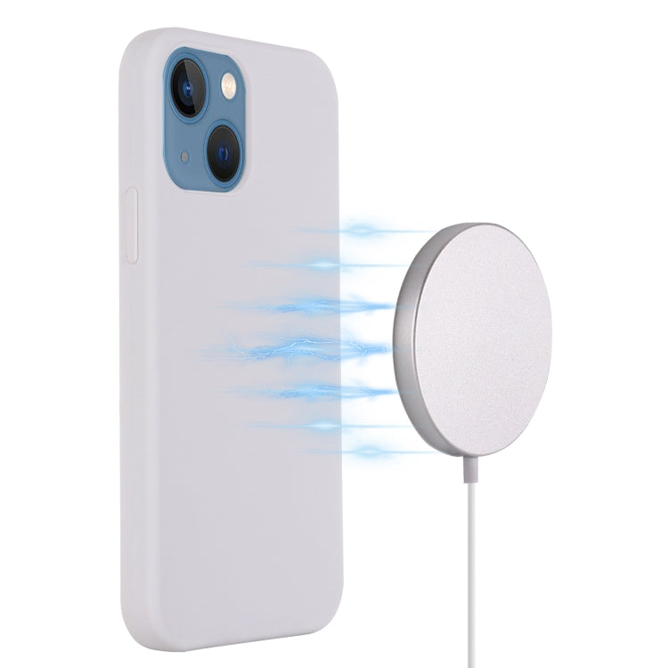 For iPhone 14 Plus Shockproof Silicone Magsafe Case (White)