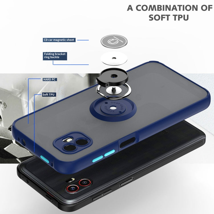 For Samsung Galaxy Xcover6 Pro Q Shadow 1 Series TPU + PC Phone Case with Ring Holder(Sky Blue)