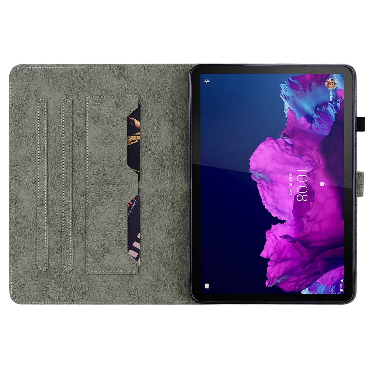For Lenovo Tab P11/Pad Plus 2011 Tiger Pattern PU Tablet Case(Brown) - Lenovo by PMC TechLife | Online Shopping South Africa | PMC TechLife | Buy Now Pay Later Mobicred