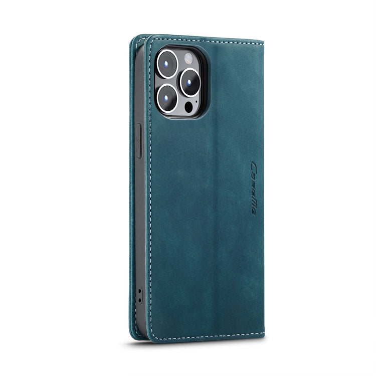 For iPhone 14 Pro CaseMe-013 Multifunctional Retro Frosted Leather Phone Case(Blue)