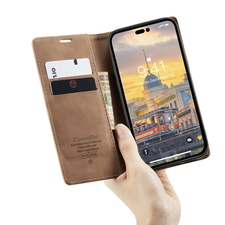 For iPhone 14 Pro Max CaseMe-013 Multifunctional Retro Frosted Leather Phone Case (Brown) - free shipping - PMC Jewellery - Order now!