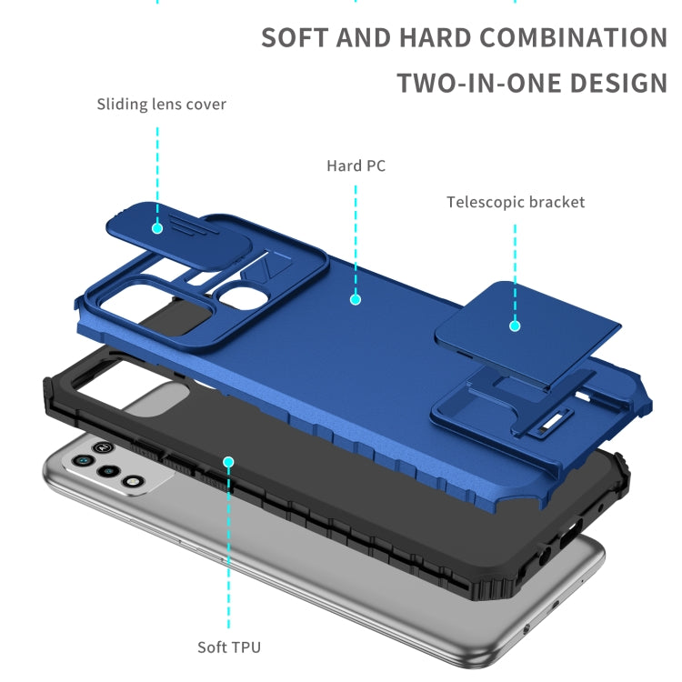 For Infinix Hot 10 Play/11 Play Stereoscopic Holder Sliding Camshield Phone Case(Blue) - Infinix Cases by PMC TechLife | Online Shopping South Africa | PMC TechLife