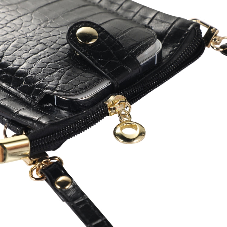 Stone Texture Card Holder Mobile Phone Zipper Bag with Long Strap(Yellow)