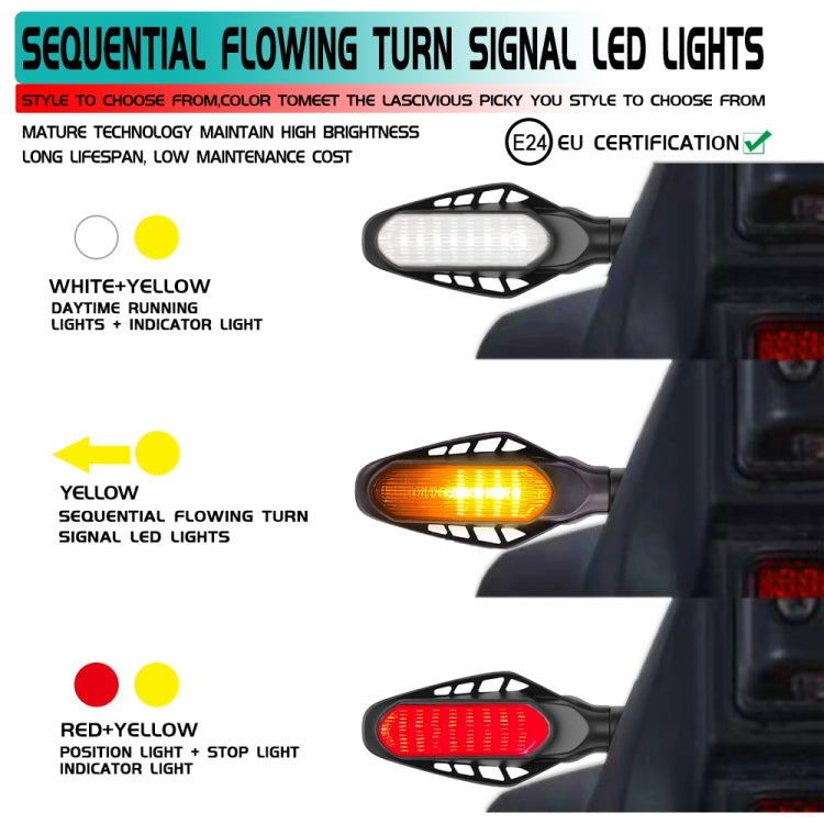 4 PCS Modified Motorcycle 16LEDs Brake Turn Tail Light, Transparent Shell(Red Light + Yellow Light)