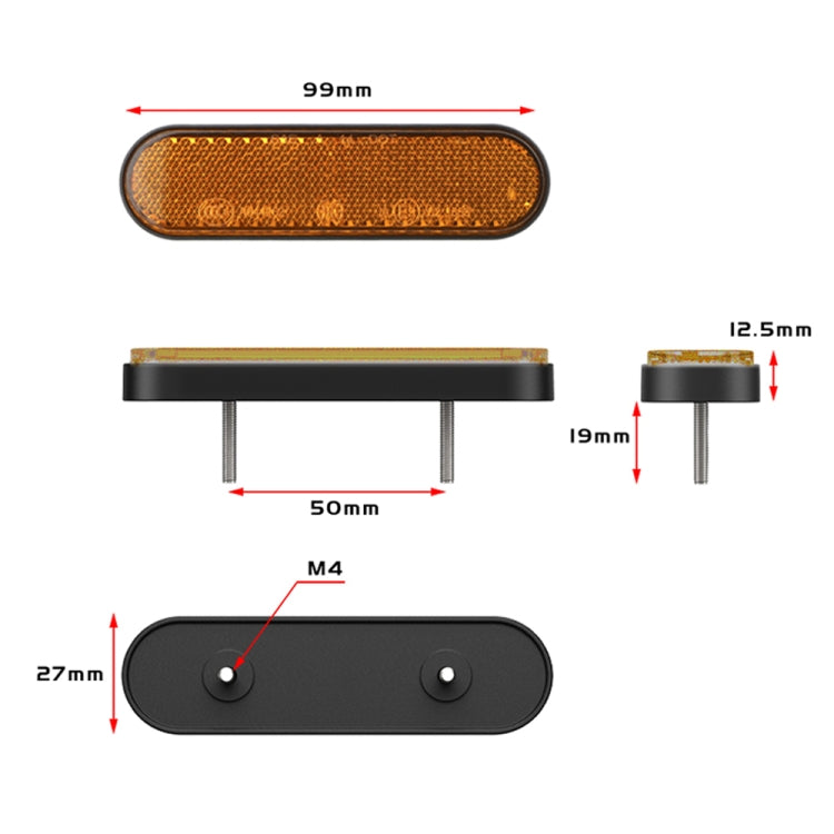 2 PCS 24LED Reflector Brake Light Turn Signal Light(White Shell Yellow Light)