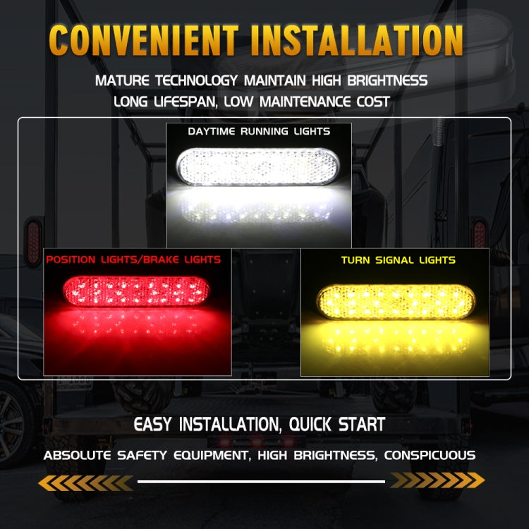 2 PCS 24LED Reflector Brake Light Turn Signal Light(White Shell White Light)
