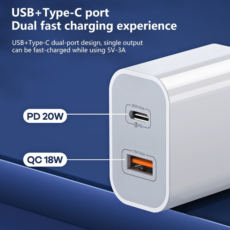 REMAX RP-U68 Speedy Series 20W USB+USB-C/Type-C Interface Fast Charger, Specification:EU Plug(White)