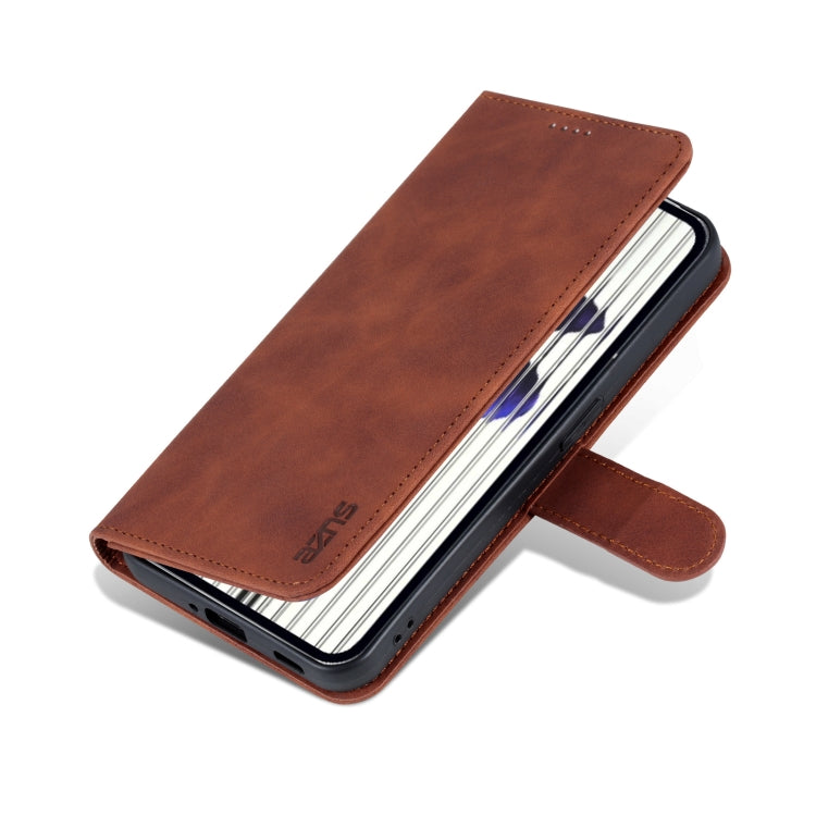 For Nothing Phone 1 AZNS Skin Feel Calf Texture Flip Leather Phone Case (Brown)