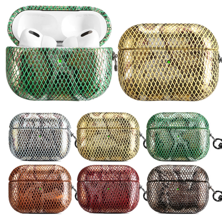 J01 Mesh Snakeskin Headphone Case For AirPods 3(Red) - For AirPods 3 by PMC Jewellery | Online Shopping South Africa | PMC Jewellery | Buy Now Pay Later Mobicred