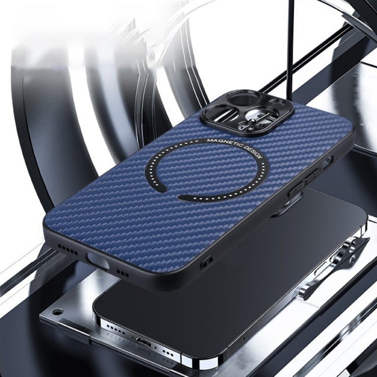 For iPhone 11 MagSafe Magnetic Carbon Fiber Texture Phone Case (Blue) - iPhone 11 Cases by PMC TechLife | Online Shopping South Africa | PMC TechLife